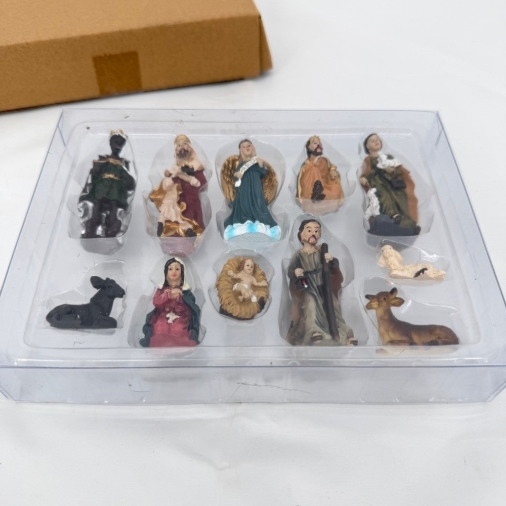 Miniature Trinket Nativity Set 11 Piece Christmas Manger Scene Christmas Decor